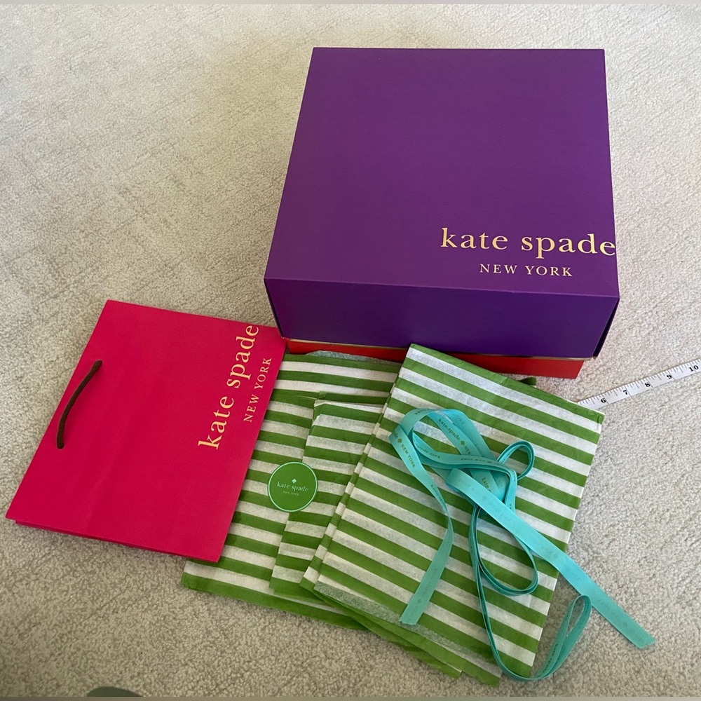 Kate Spade Bundle Gift Storage Big Box w ribbon & Medium Shopping Bag